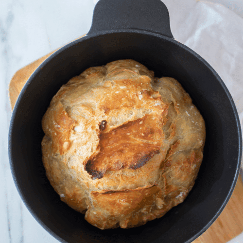 No Knead Bread baked in dutch oven