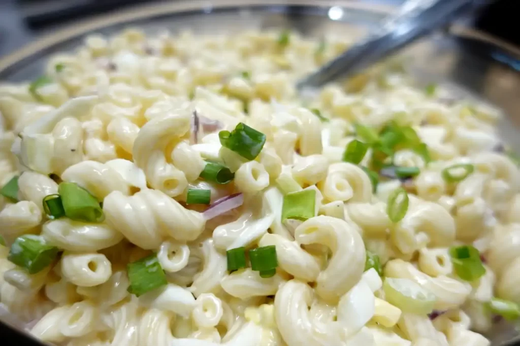 close-up-macaroni-salad-in-large-serving-bowl
