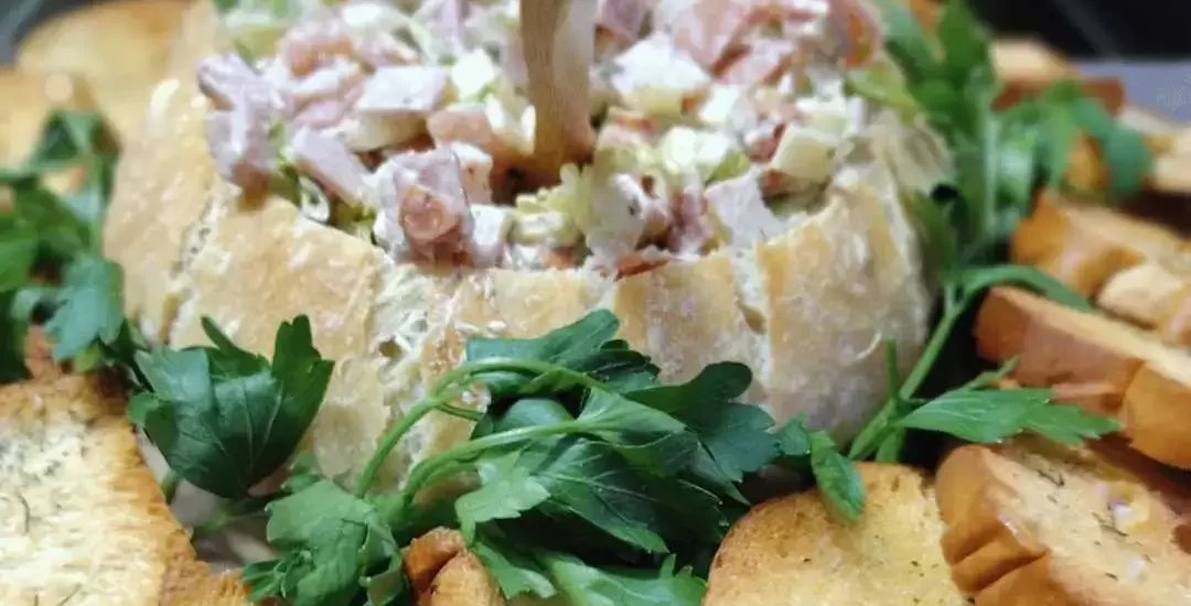 Hoagie dip in a bread bowl