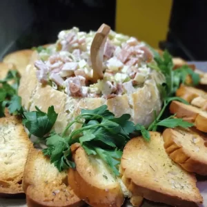 Hoagie dip in a bread bowl