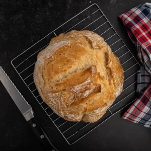 no knead bread on cooling rack