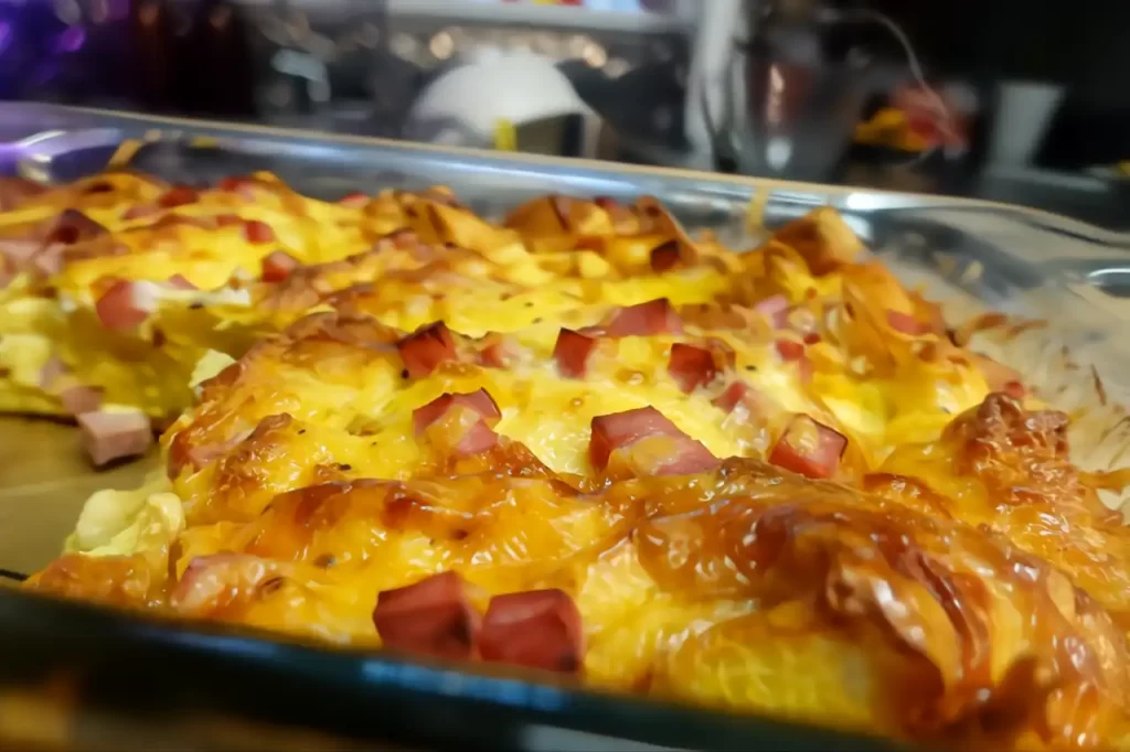 overnight-breakfast-casserole-in-glass-baking