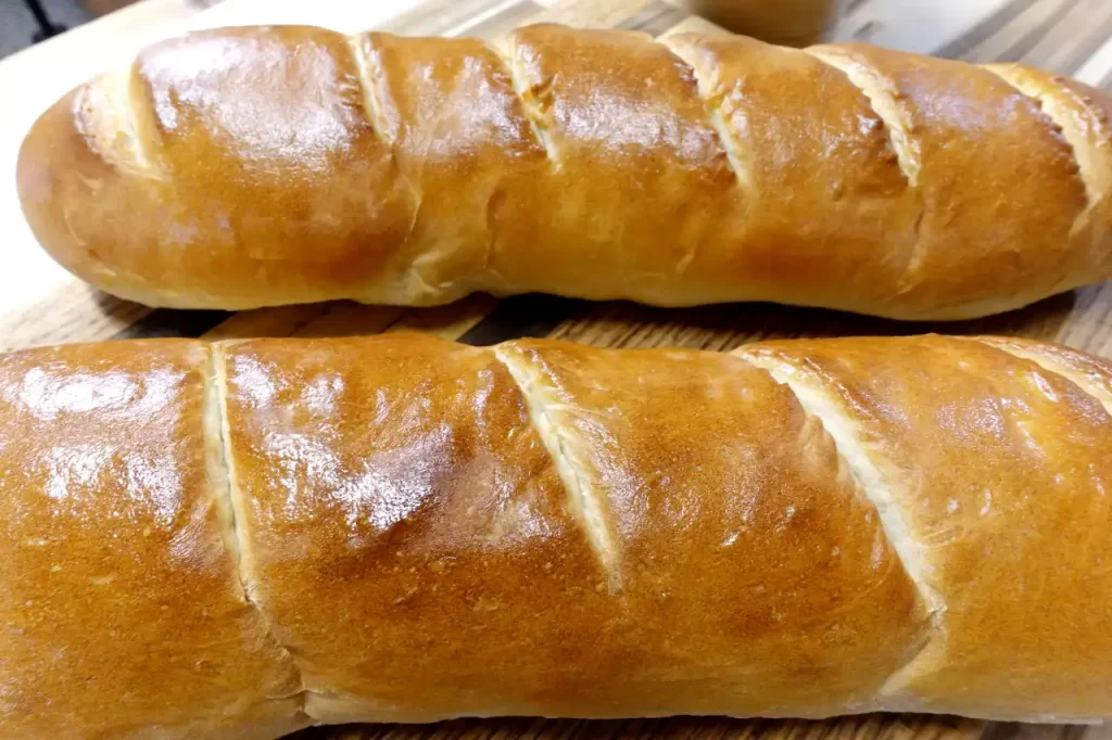 top-view-2-golden-loaves-french-bread