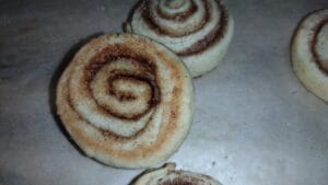 cinnamon roll cookie bottom and top view