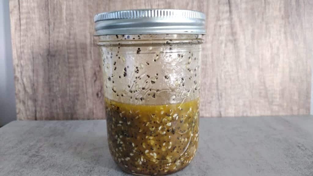 strawberry spinach salad dressing in mason jar