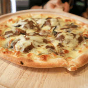 garlic aioli beef pizza