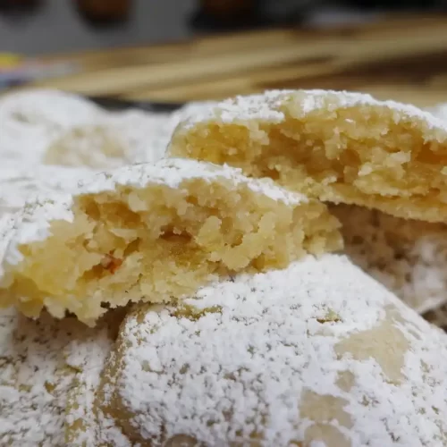 potato-chip-cookies-no-eggs-on-platter-one-broken-in-half.