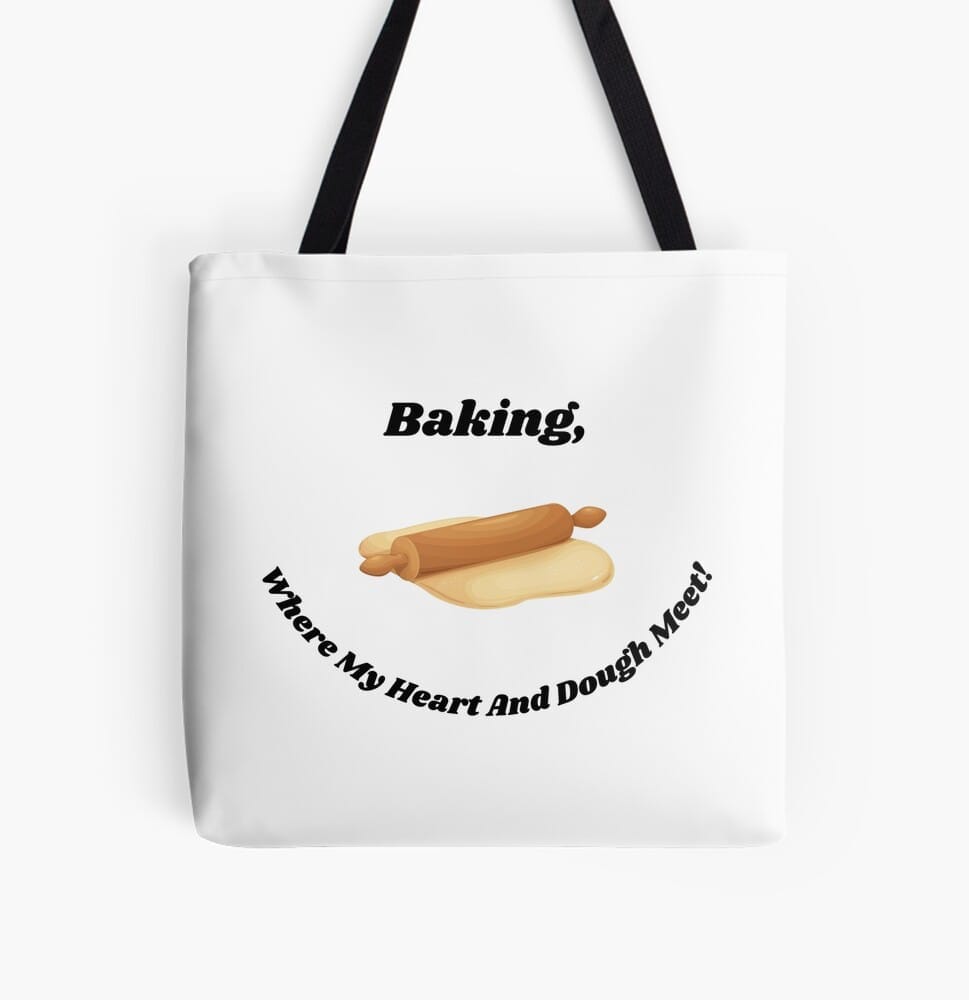 tote where my heart and dough meet. image of dough with rolling pin