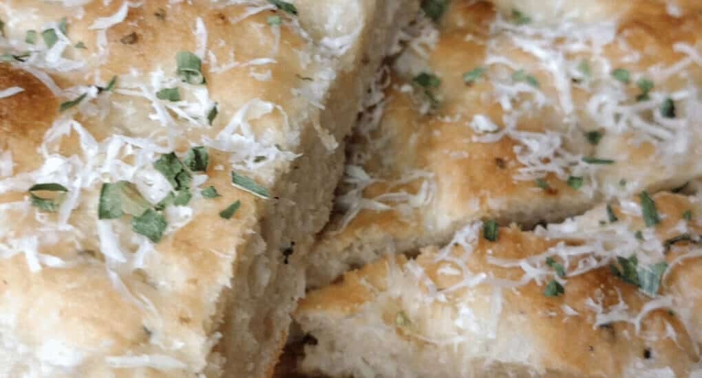 foccacia bread cut in triangles