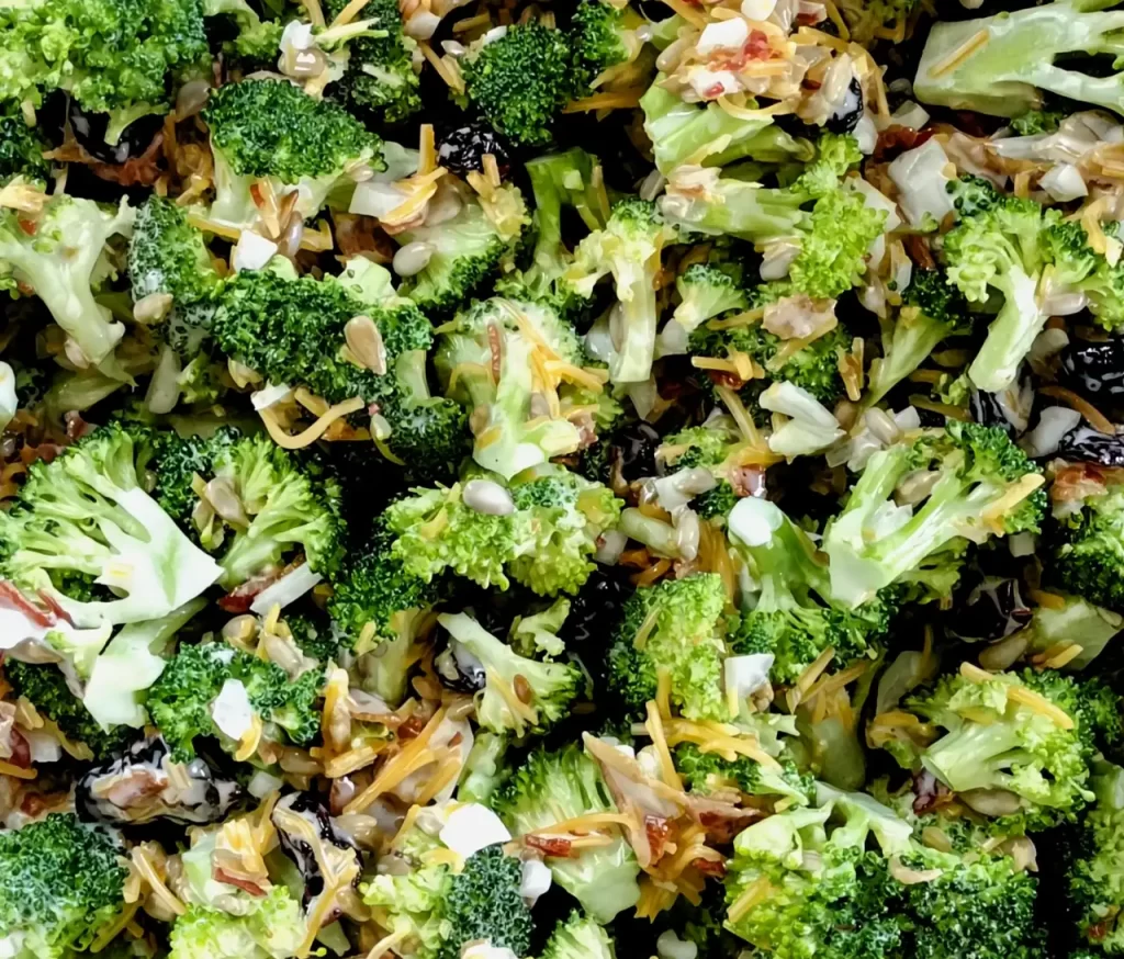 close up broccoli salad recipe