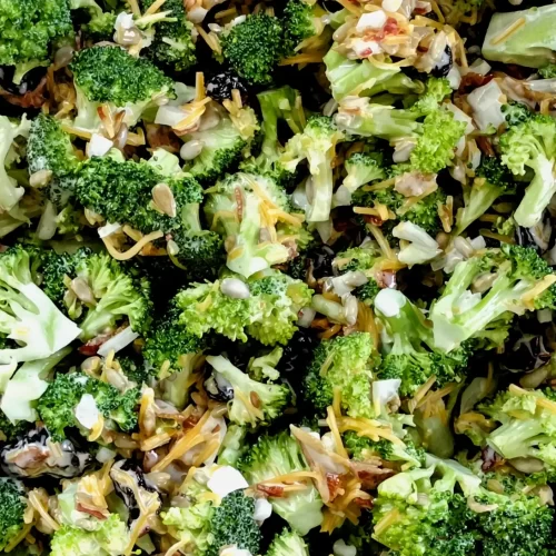 close up broccoli salad recipe