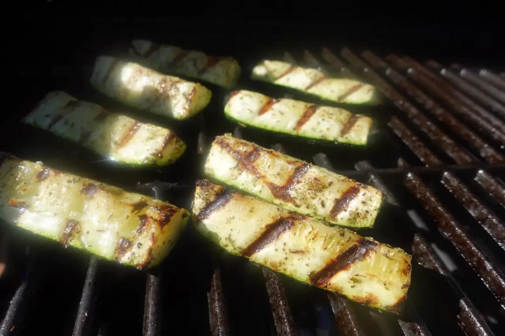 zucchini spears on grill