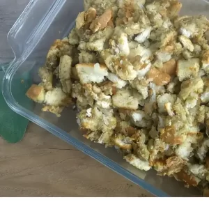 stuffing in serving dish