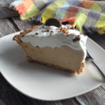 slice of easy peanut butter pie with reese cups