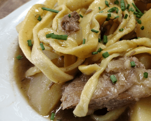 Homemade Noodles with Beef & Potatoes