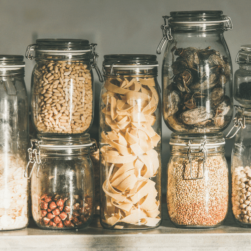 pasta and beans in jars