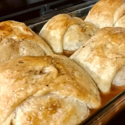 side view of apple dumplings in 9 x 13