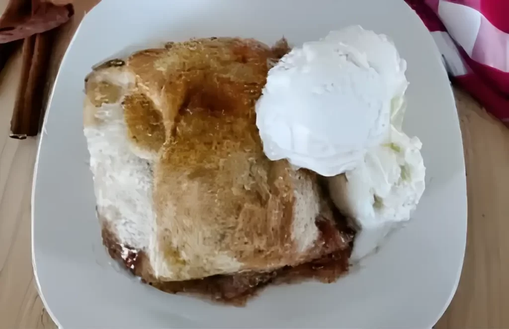 top-view-of-apple-dumpling-with-scoop-of-ice-cream.