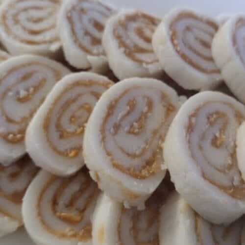 old fashion potato candy on white platter