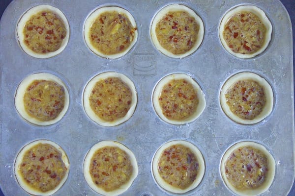 pecan tarts filled with filling ready to bake