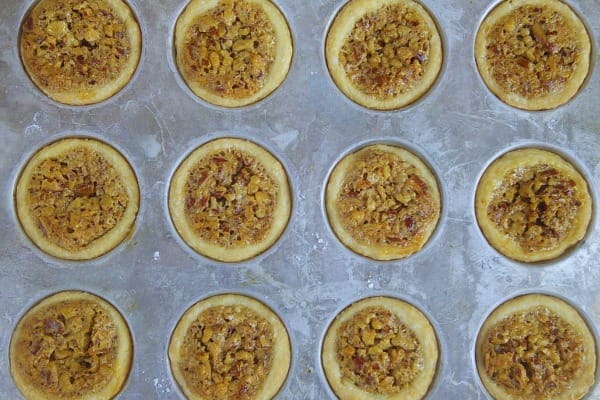 pecan tarts baked in tart pan