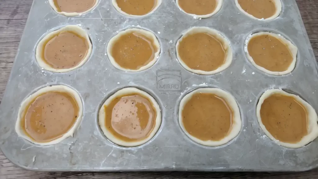 pumpkin pie tarts in tart pan unbaked