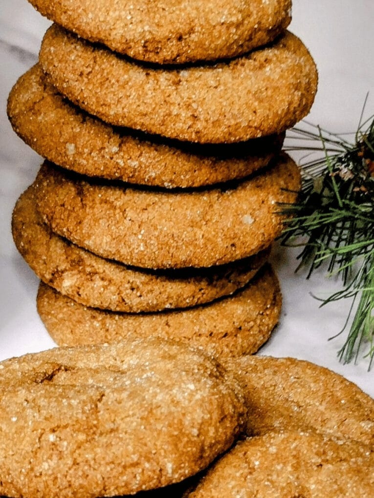 molasses cookies in a stack