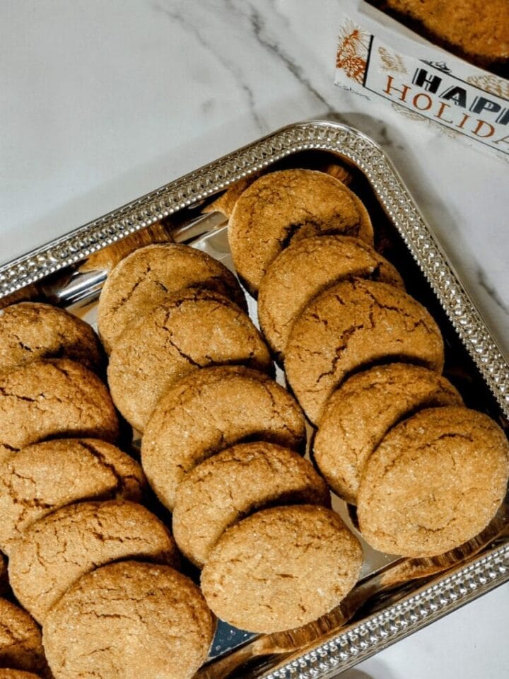 molasses cookies on a tray