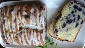 top view blueberry pound cake