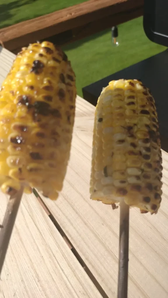 grilled corn on cob on skewers