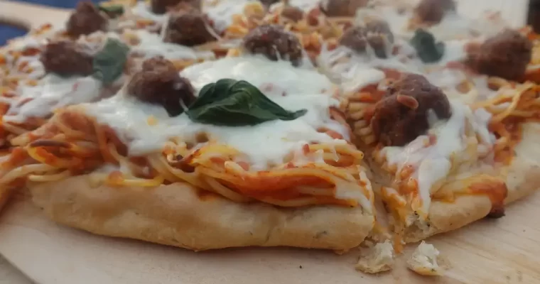 Spaghetti And Meatball Pizza
