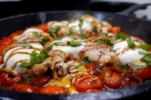 Chicken-Caprese-in-cast-iron-skillet.