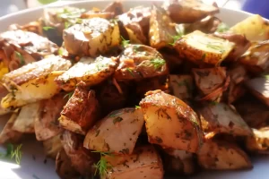 french onion potatoes on a serving platter