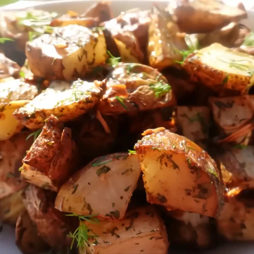 french onion potatoes on a serving platter