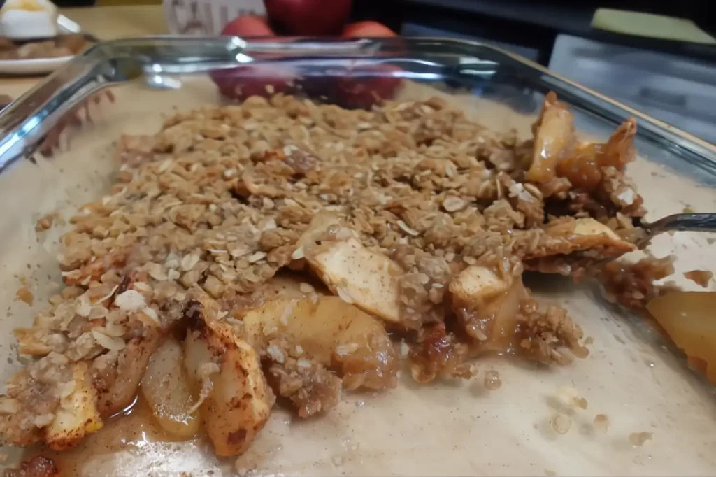 apple crisp in 9 x 13 with servings out