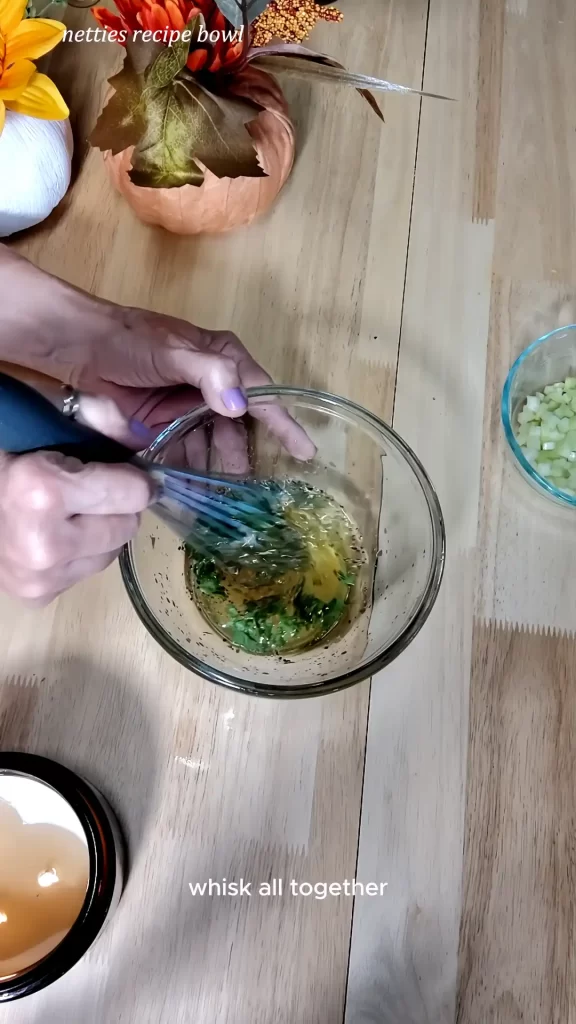 whisking dressing for bean salad