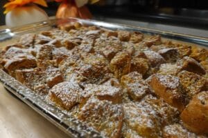 pumpkin-french-toast-casserole-dusted-with-powdered-sugar