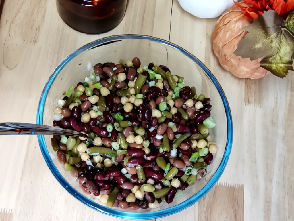 top view bean salad