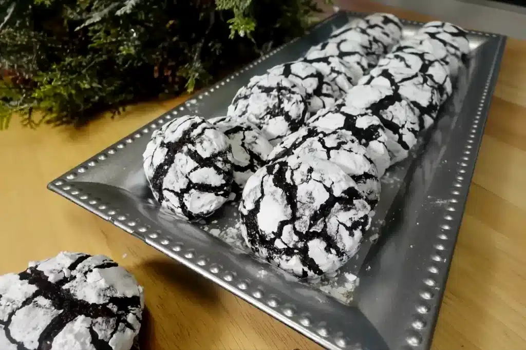 chocolate-crinkles-on-silver-serving-tray-