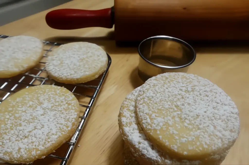 shortbread-cookies-on-wooden-table-with-rolling-pin