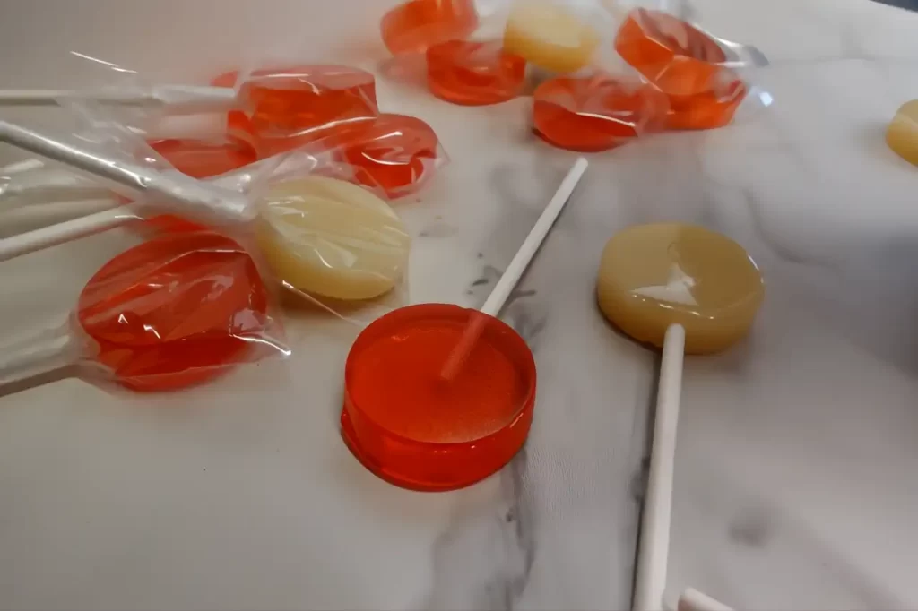 lollipops on white counter