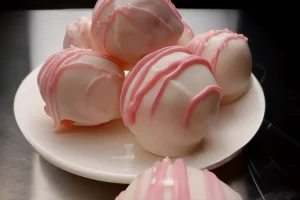 strawberry-cream-cheese-truffles-on-white-plate