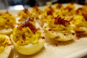 deviled eggs smoked on a traeger grill