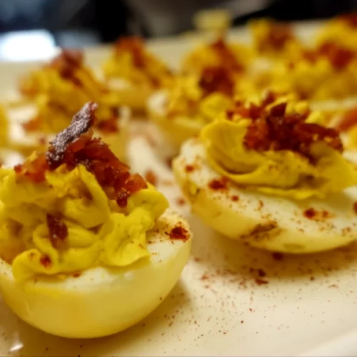 deviled eggs smoked on a traeger grill