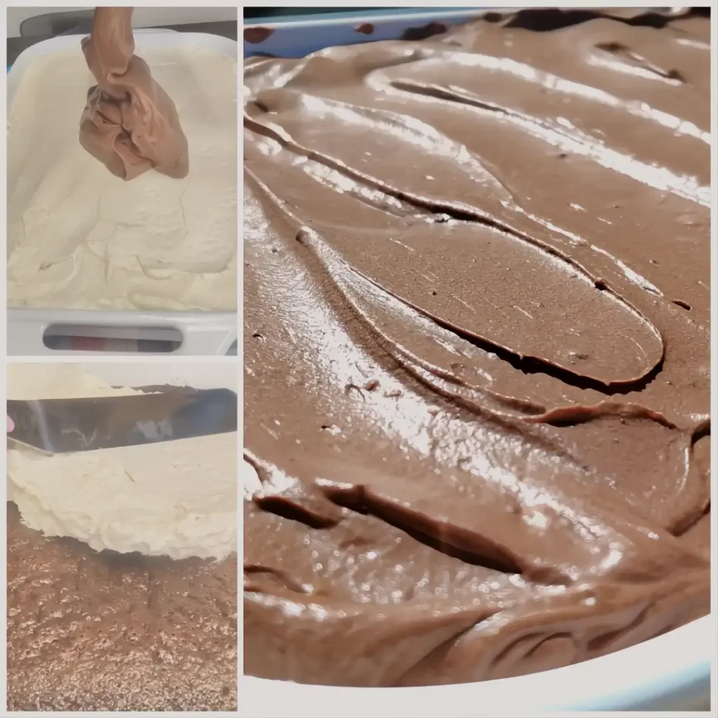 showing-steps-of-cream-filling-and-ganache-ho-ho-cake.