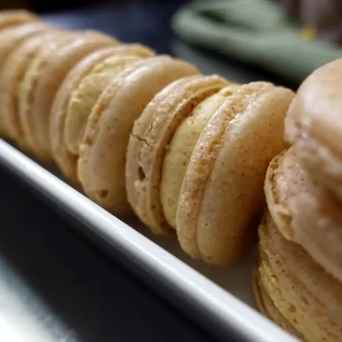 close-up-pumpkin-macarons recipe