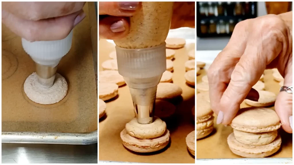 piping-and-filling-pumpkin-macaarons.