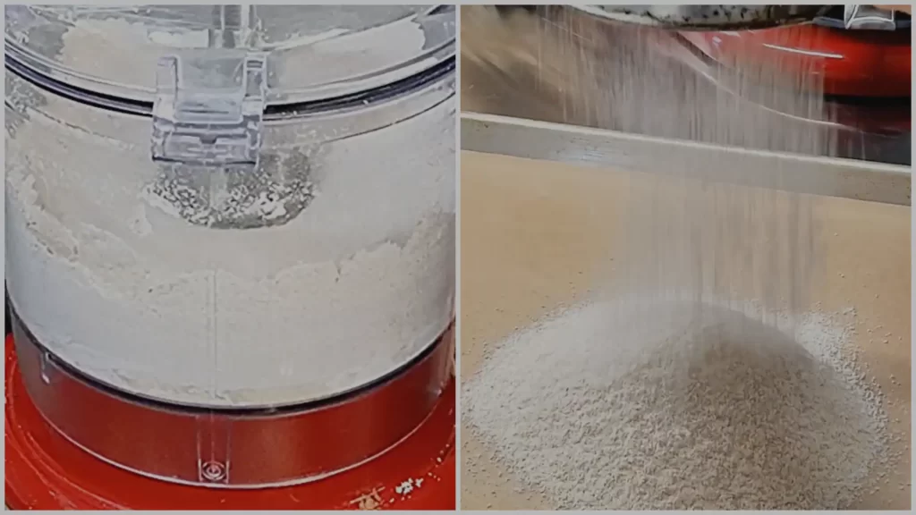 step-by-step-pulsing-and-sifting-flour. for macarons
