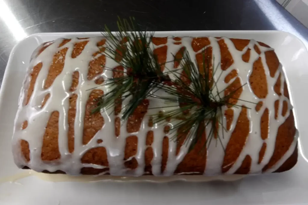 top view glazed eggnog bread