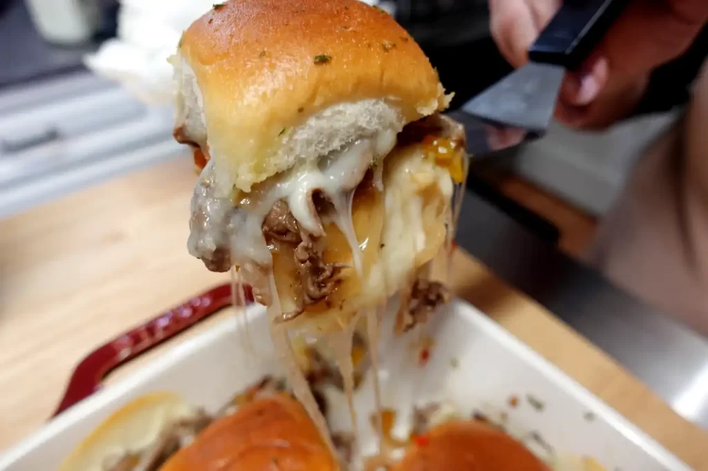 cheese-dripping-from-cheesesteak-slider